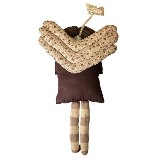Vintage 1970s Whimsical Angel Plush Cloth Doll Decor Brown 19 Inches Home made - Picture 4 of 5
